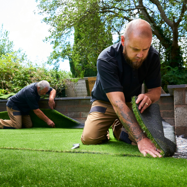 Artificial turf installation in progress